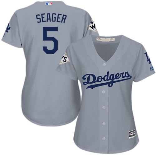 Dodgers #5 Corey Seager Grey Alternate Road World Series Bound Women's Stitched MLB Jersey